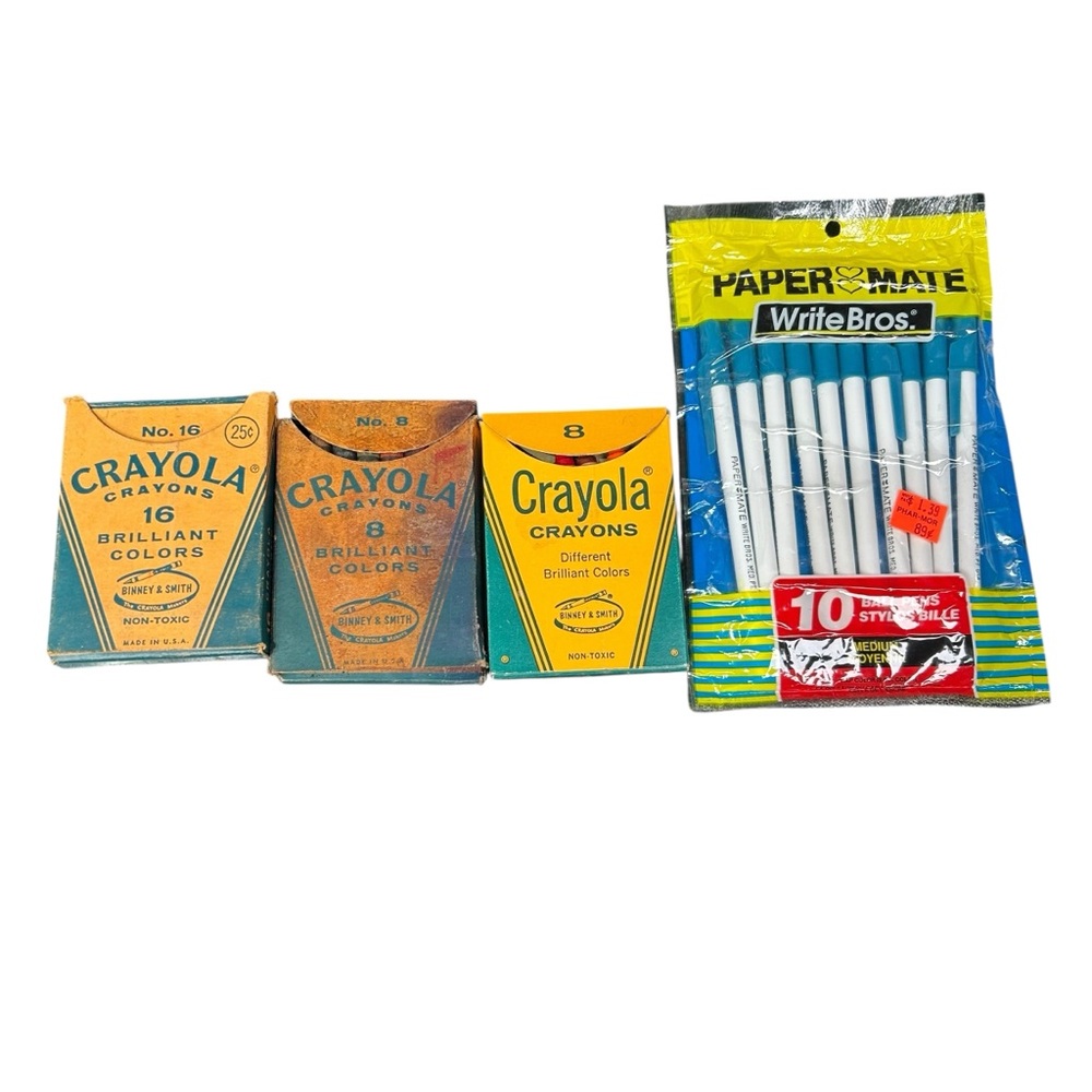 Crayola Crayons Lot 8 & 16 Box Sets Paper Mate Write Bros Pens